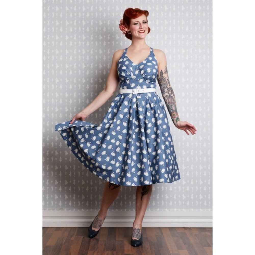 Miss Candyfloss Swan Print Pinup Dress Modcloth